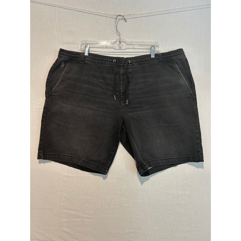 US‎ Polo Assn Mens 2XL Washed Black Denim Shorts Elastic Drawstring 11A287DU